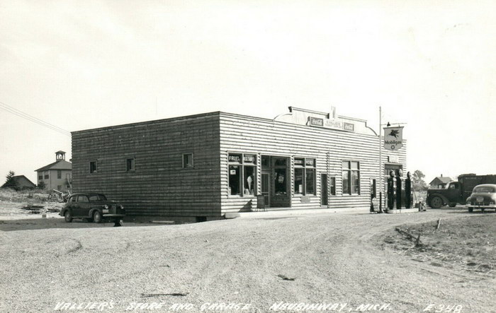 Valliers Store Mobil Gas Service Station Naubinway Michigan Rppc Vintage Photo